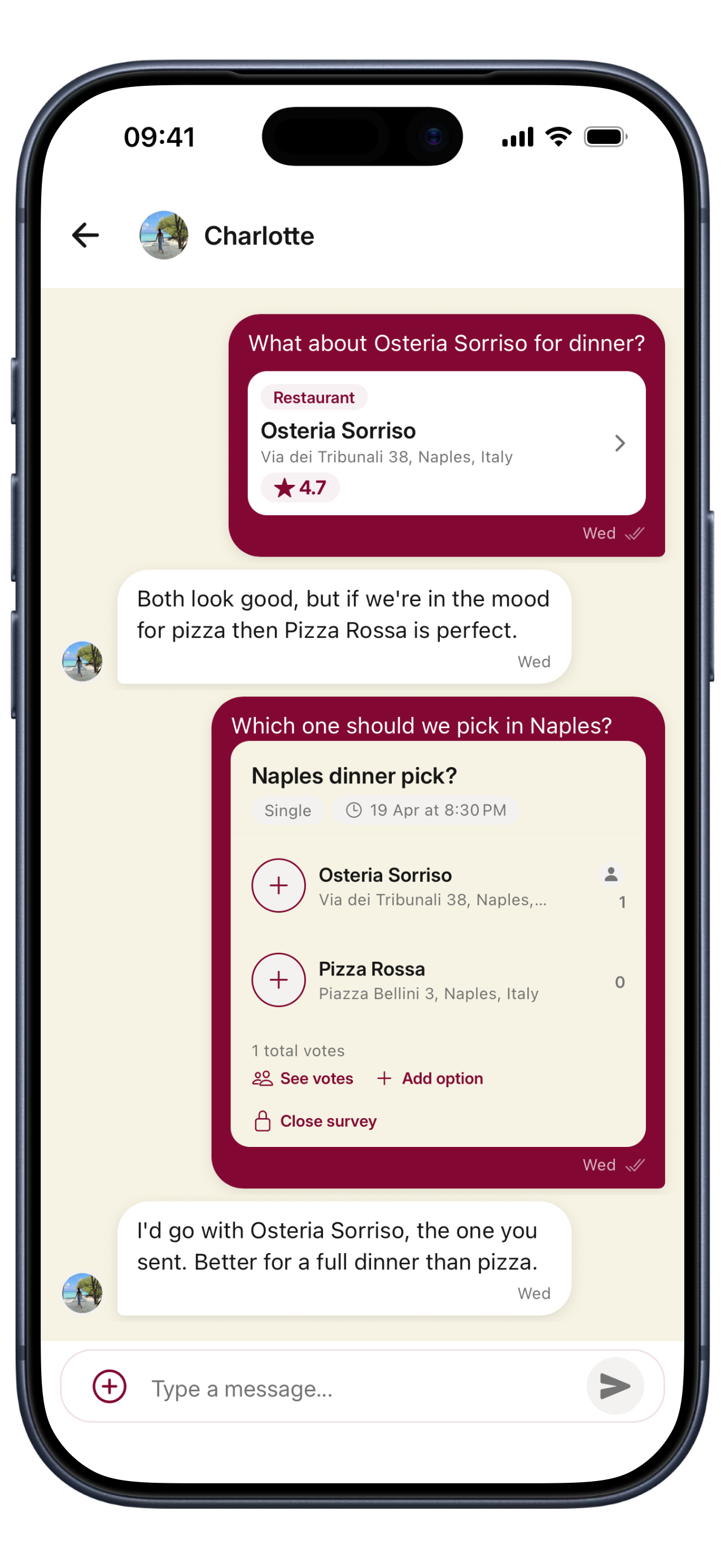 Plan dinner together